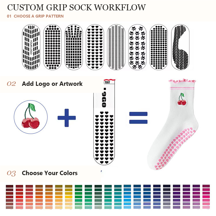 Grip sock customization steps for pattern, artwork and color